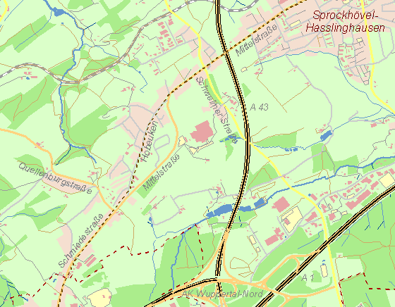Historische Karte Kohlenweg von Hasslinghausen nach Barmen