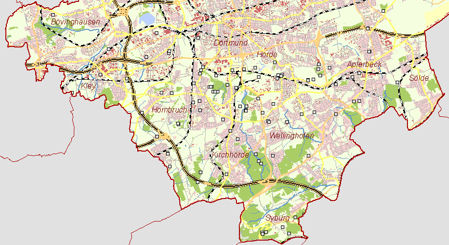 Aktuelle Karte Dortmunder Süden