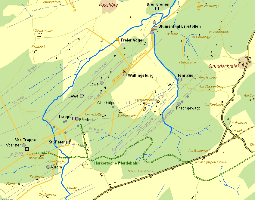 Historische Karte der Zeche Trappe