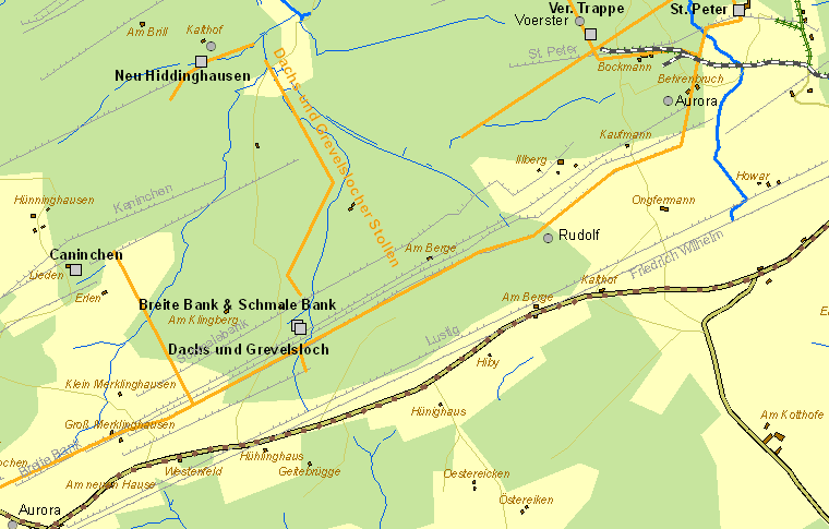 Historische Karte Zeche Dachs & Grevelsloch