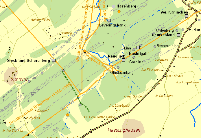 Historische Karte Zeche Neuglück
