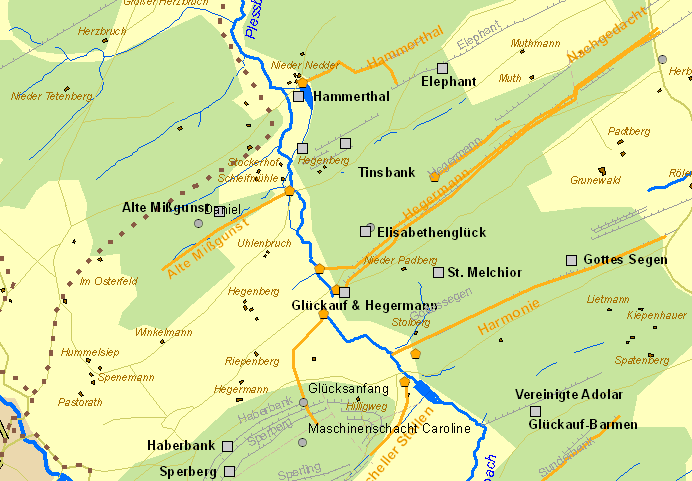 Historische Karte oberes Plessbachtal