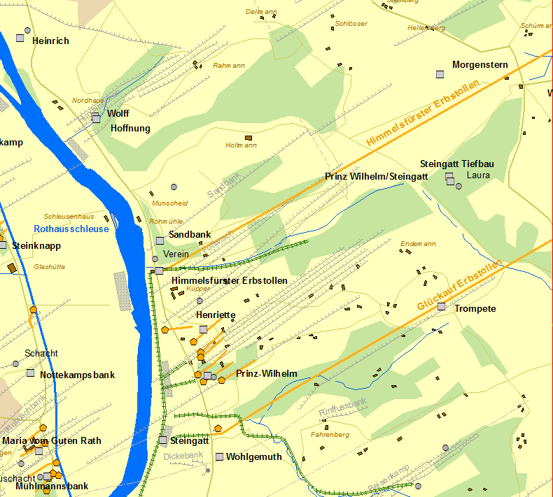 Historische Karte Zeche Steingatt
