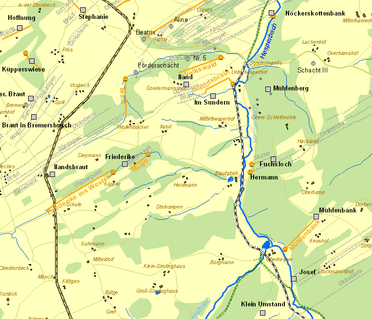 Historische Karte Zeche Ilandsbraut