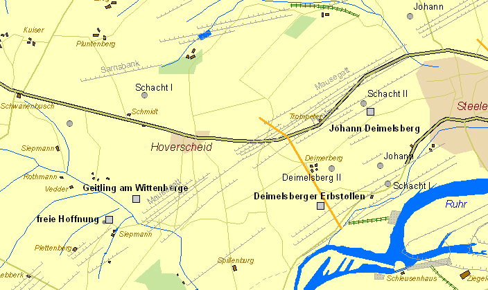 Historische Karte Zeche Johann Deimelsberg