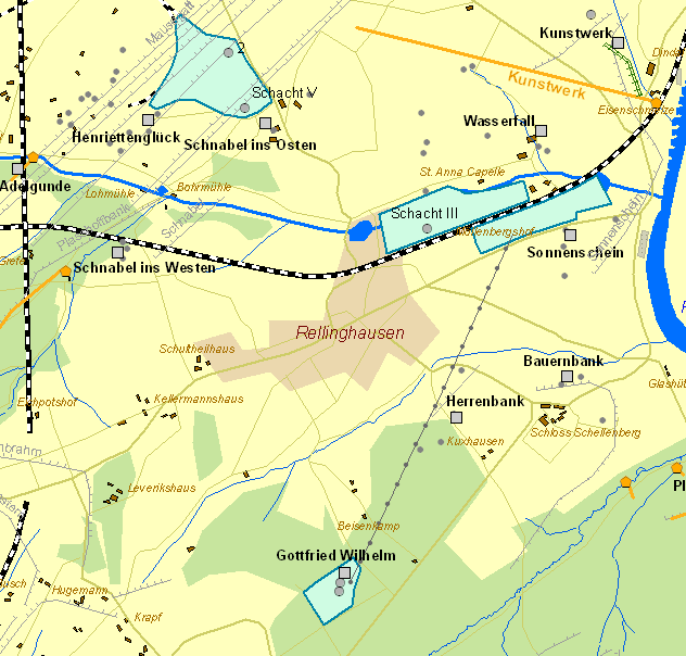 Historische Karte Zeche Gottfried Wilhelm