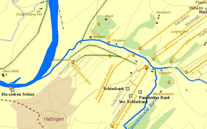 Historische Karte Zechen im Ludwigstal