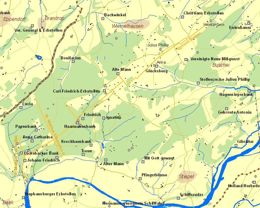 Historische Karte St.-Mathias-Erbstollen II