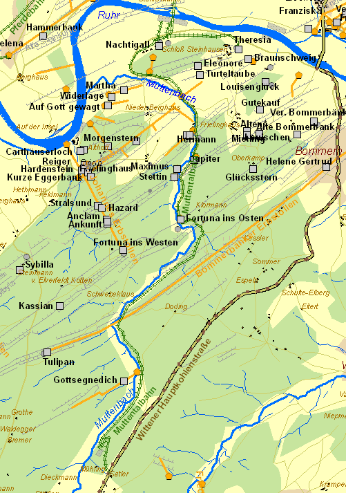 Historische Karte Muttentalbahn