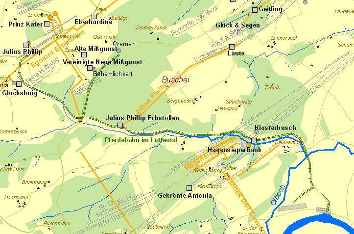 Historische Karte Glücksburger Pferdebahn
