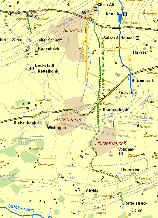 Historische Karte Pferdebahn von Hobeisen