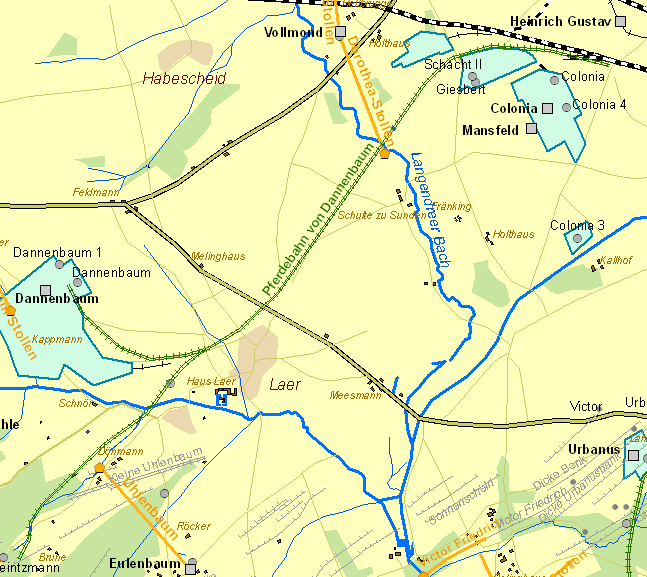 Historische Karte Pferdebahn von Dannenbaum