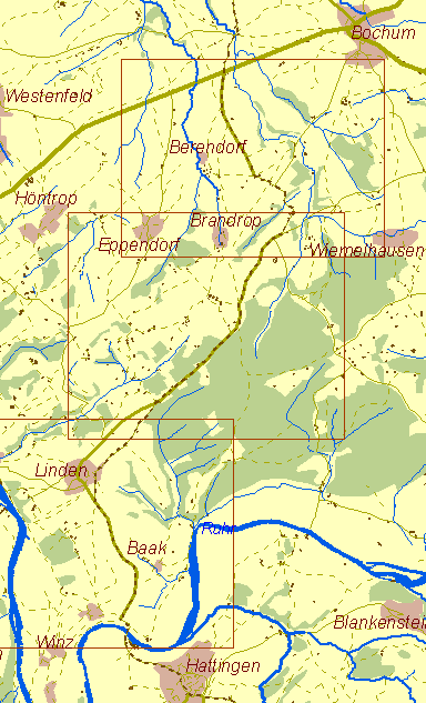Historische Karte des Kohlenwegs von Hattingen nach Sprockhövel