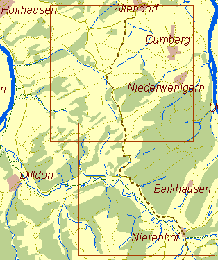 Historische Karte Kohlenweg von Altendorf nach Nierenhof