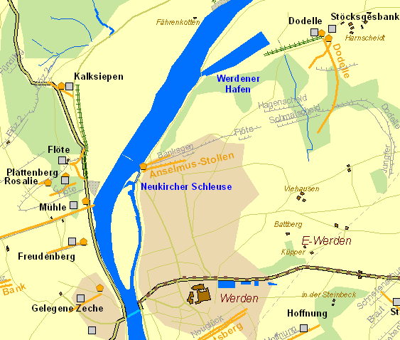 Historische Karte Werdener Hafen