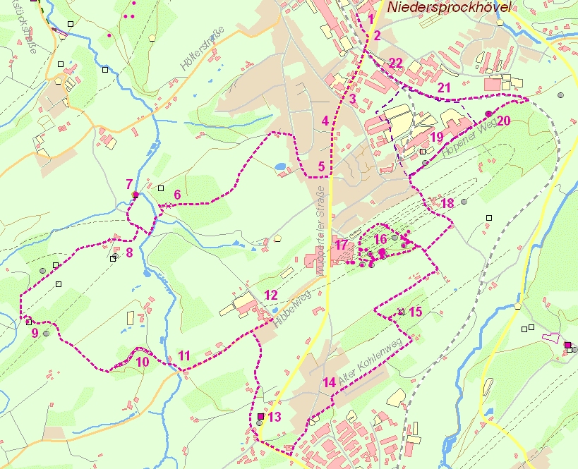 Karte Bergbauwanderweg Alte Haase Süd